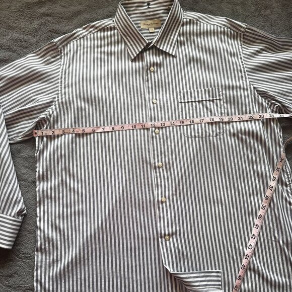 Tommy Bahama Button Down Dress Shirt Long Sleeve Striped Top Collared Men - Picture 15 of 16